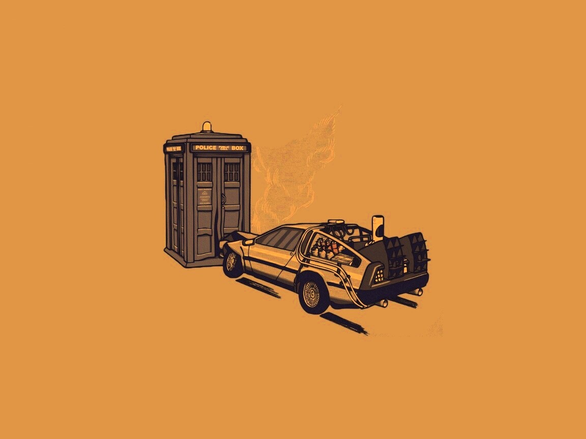 Что будет если ДеЛореан врежется в Тардис? обои