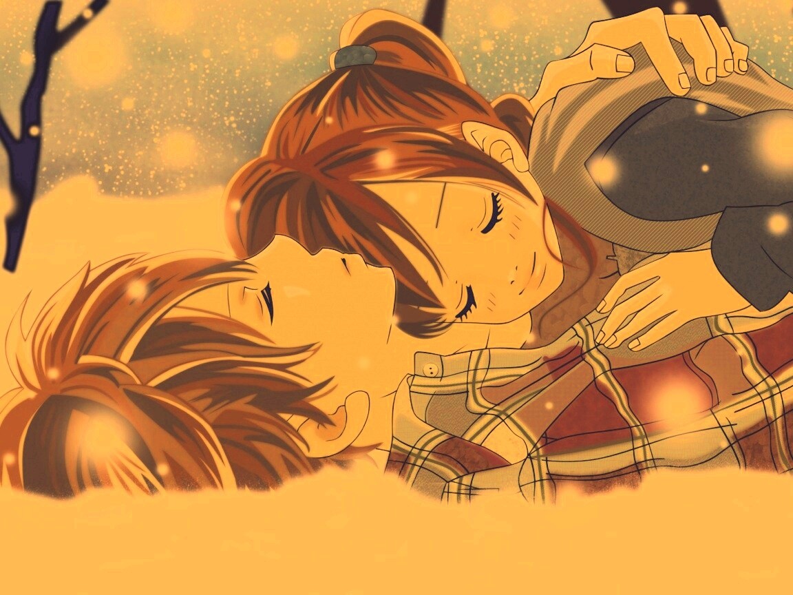 Двое на снегу из Bokura Ga Ita обои