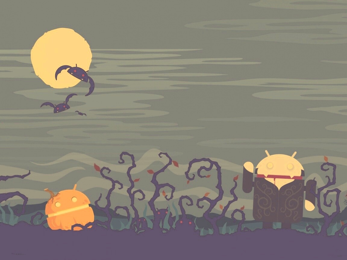 Хэллоуин в стиле Google Android обои