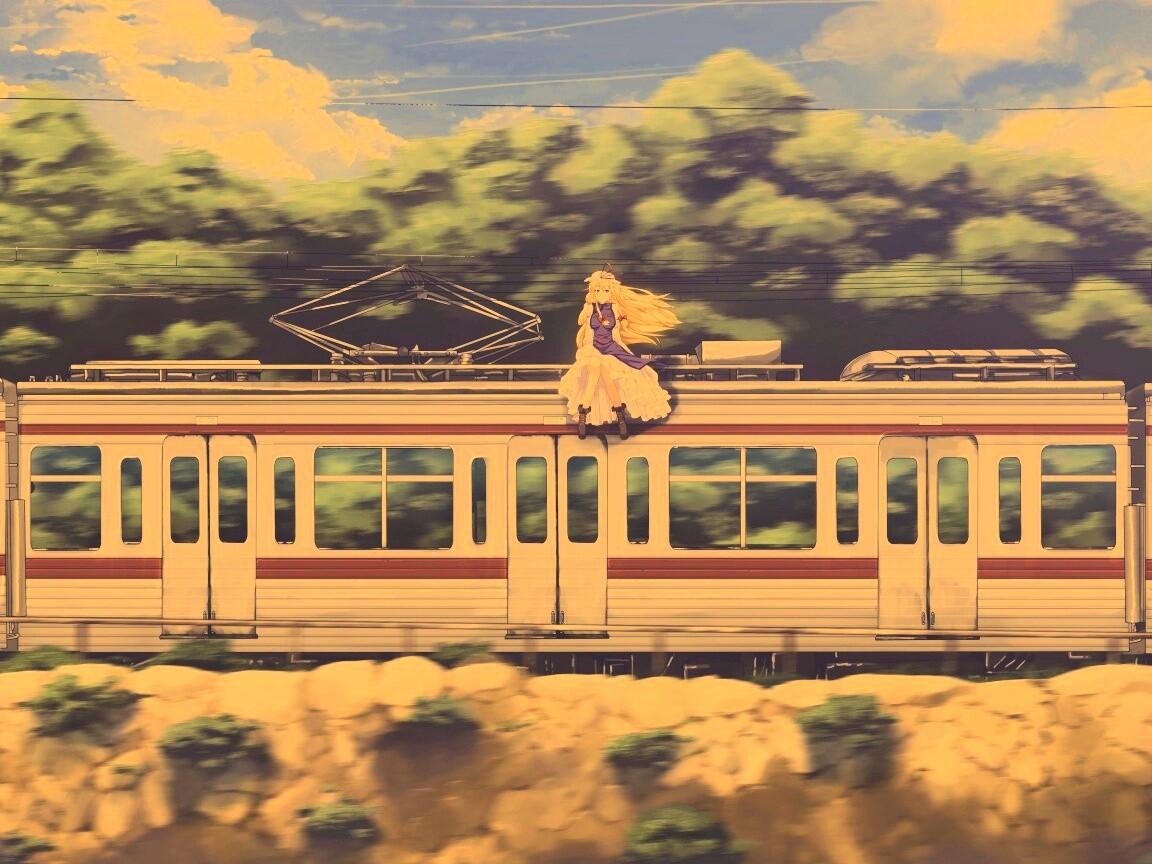 Девушка на крыше поезда обои