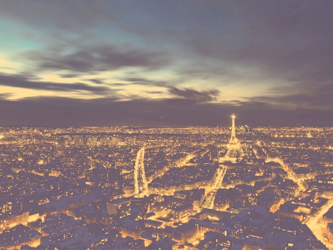 Вид на ночной Париж обои