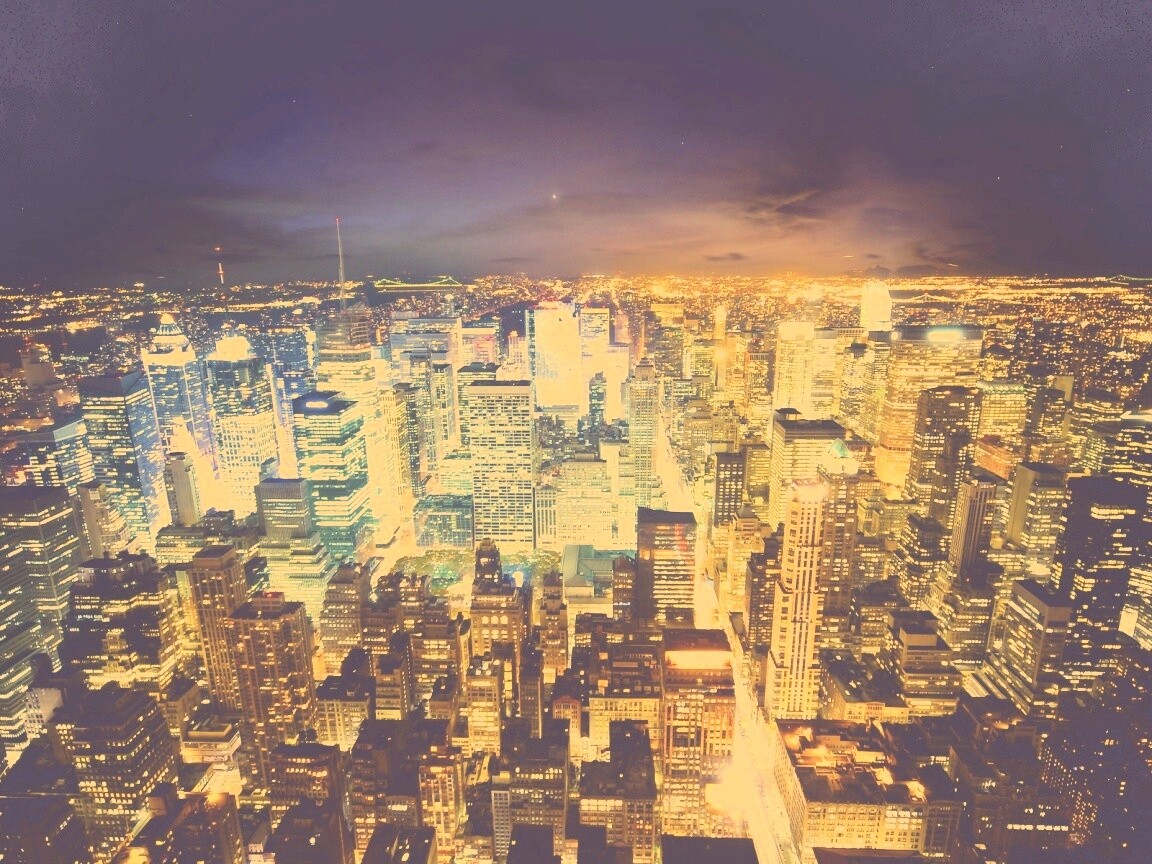 Вид на ночной Нью-Йорк обои