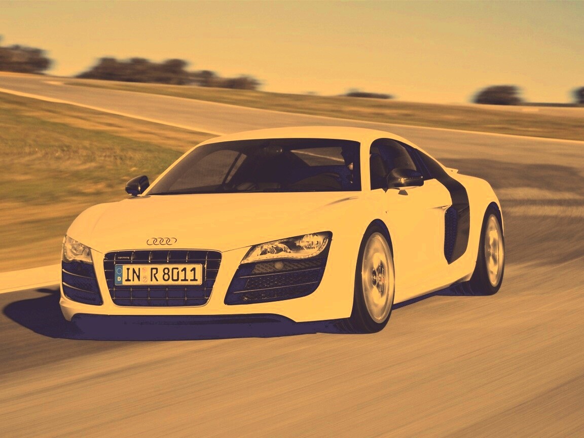 Белый Audi на повороте обои