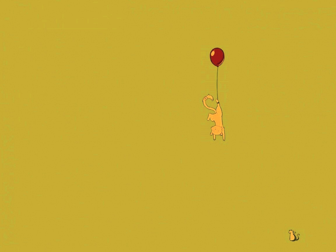 Котэ улетает на шаре обои