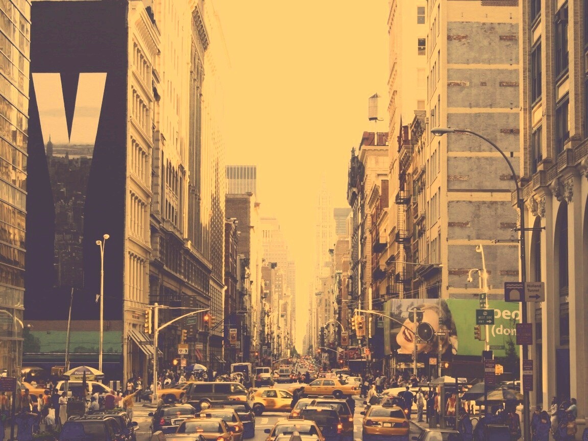 Людная Нью-Йоркская улица обои