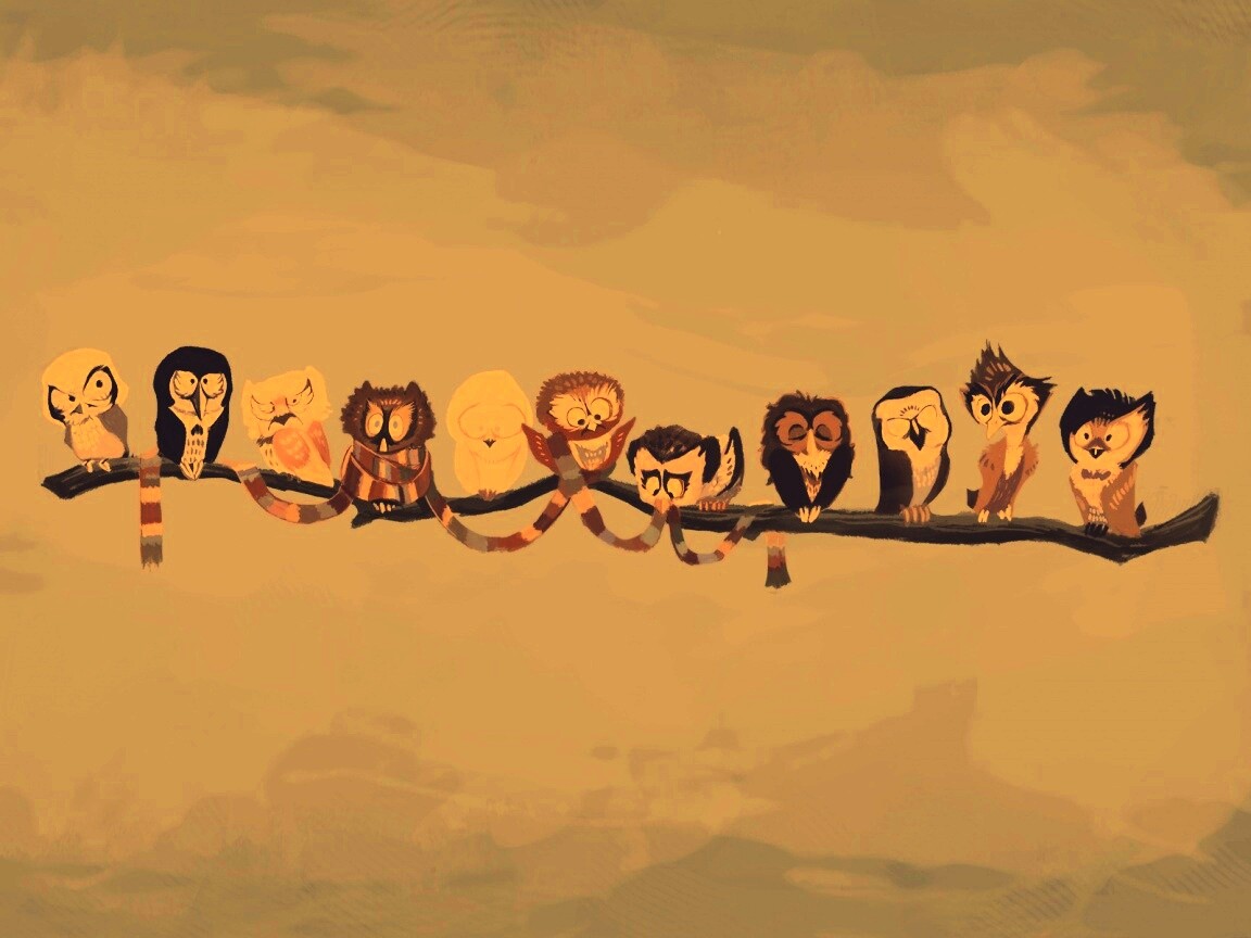 Совы на ветке обои