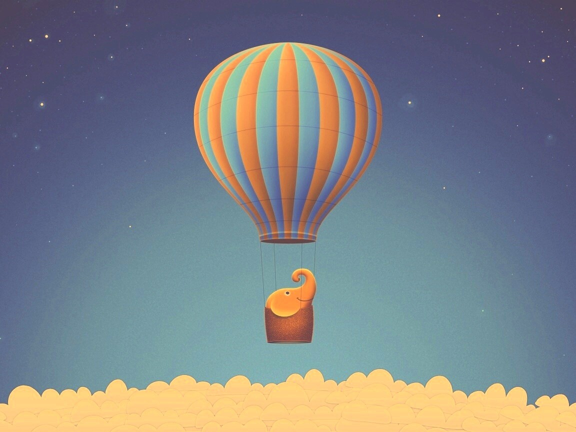 Слон на воздушном шаре обои