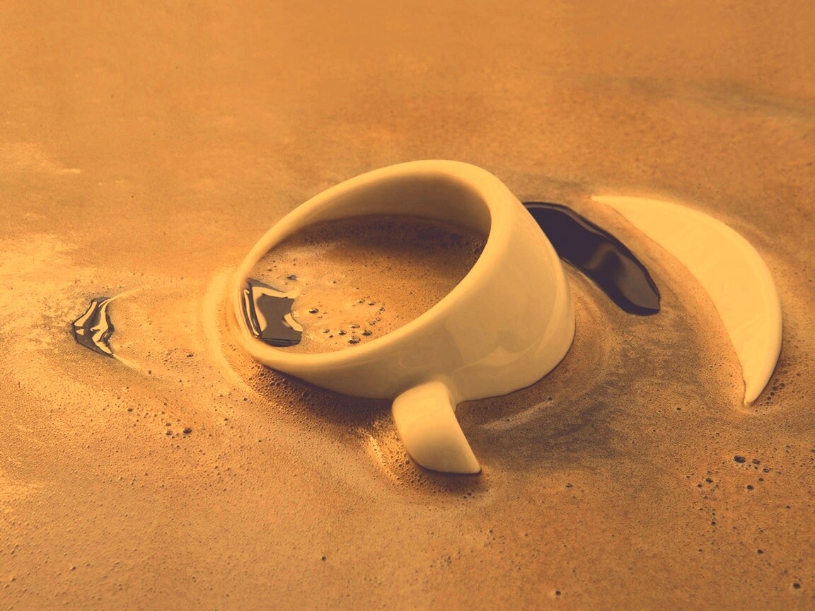 Чашка тонет в кофе обои