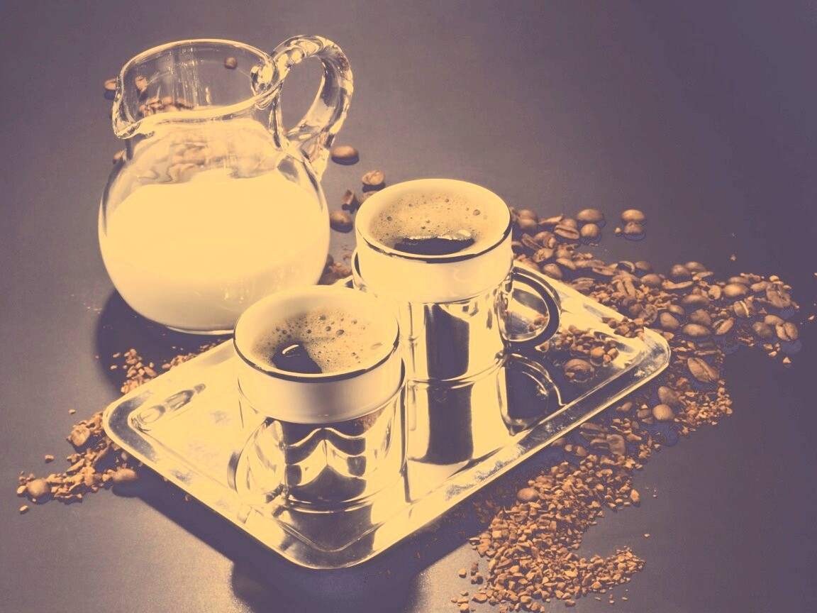 Поднос с кофе обои