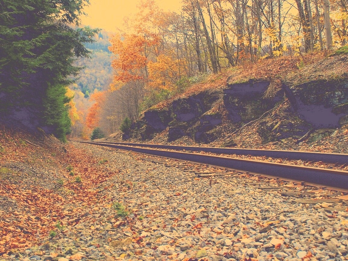 Железная дорога в скалистой местности обои