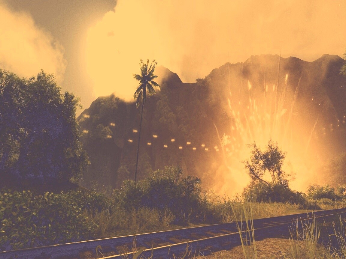 Взрыв в кустах обои