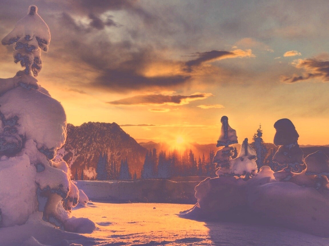 Зимнее солнце обои