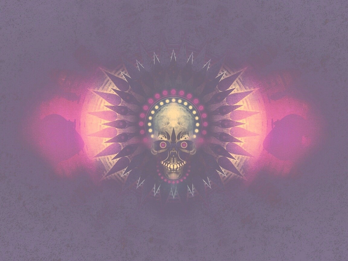 Неоновый череп обои