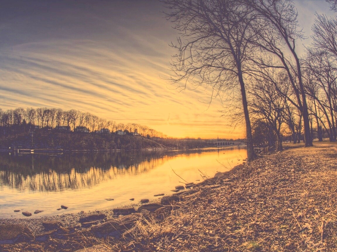 Осенний закат обои