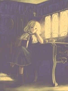 Девочка за столом с книгами обои