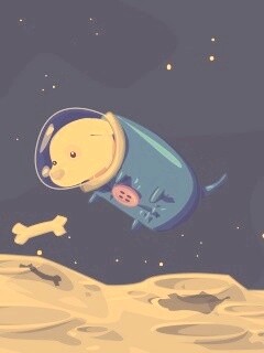 Собачка на луне обои