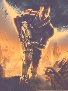 Капитан Шепард на руинах обои