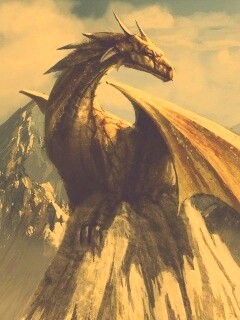 Дракон на вершине скалы обои