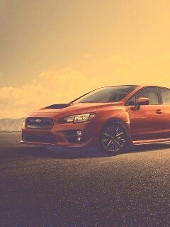 Subaru WRX на пустынной трассе обои