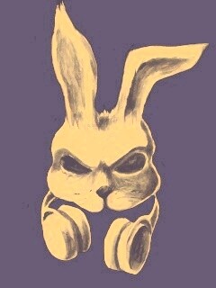 Кролик в наушниках обои