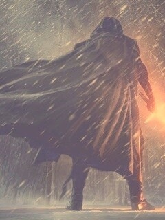 Кайло Рен в зимнем лесу обои