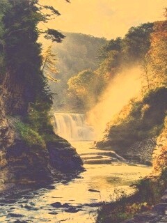 Скалистый водопад обои