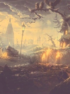 Страшный хэллоувинский пейзаж обои