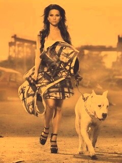 Девушка с питбулем обои