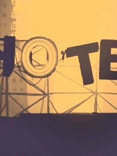 Мальчик из Limbo на вывеске "Hotel" обои