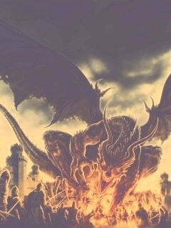 Дракон нападает на замок обои