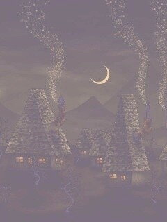 Ночная деревенька обои