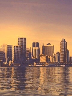 Небоскребы на береговой линии обои