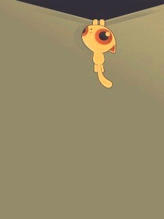 Кот, зацепившийся за край обои