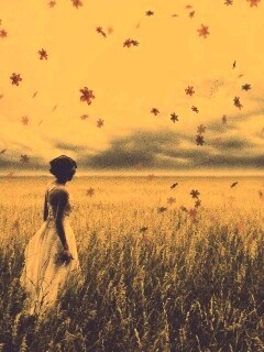 Грустная девушка в поле травы обои