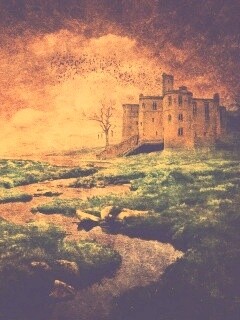 Старинный пейзаж с замком обои