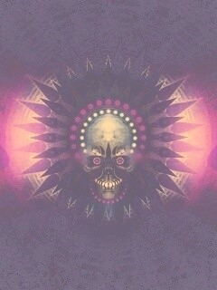 Неоновый череп обои