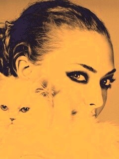 Девушка с кошкой обои