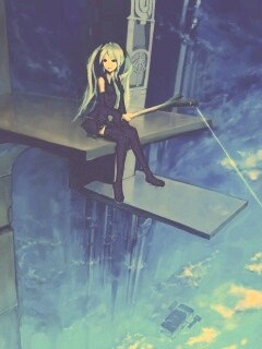 Хатсуне Мику с удочкой обои