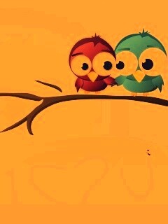 Две птички на ветке щебечут о любви обои