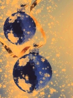 Синие новогодние шары обои