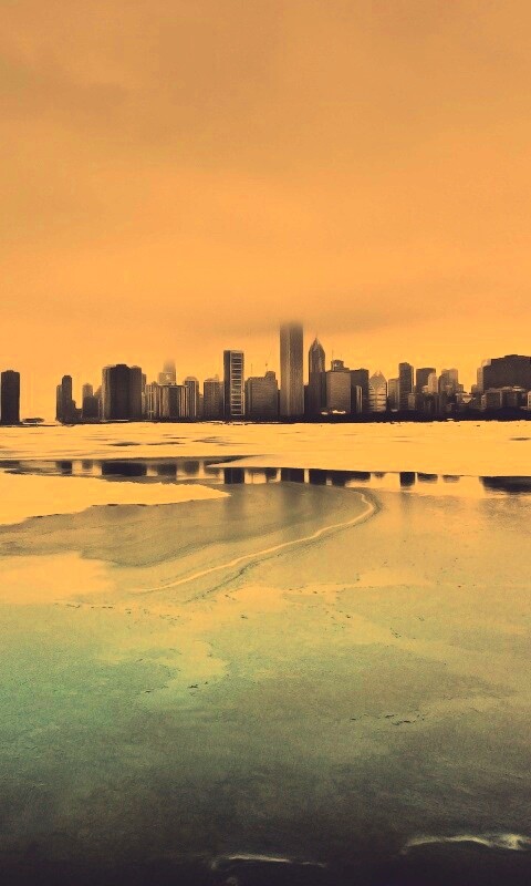 Зимний город обои