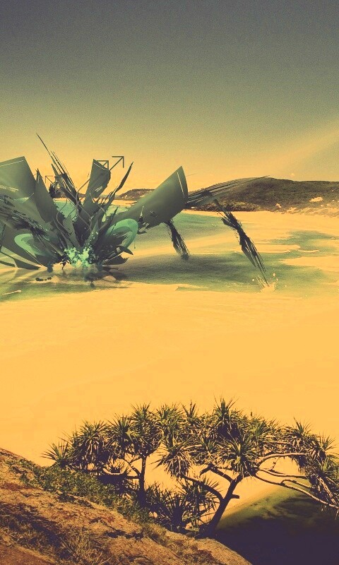 Робот на побережье обои