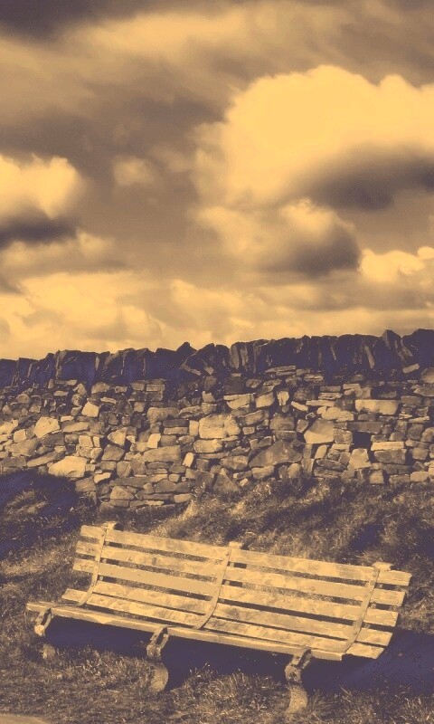 Скамейка у дороги обои