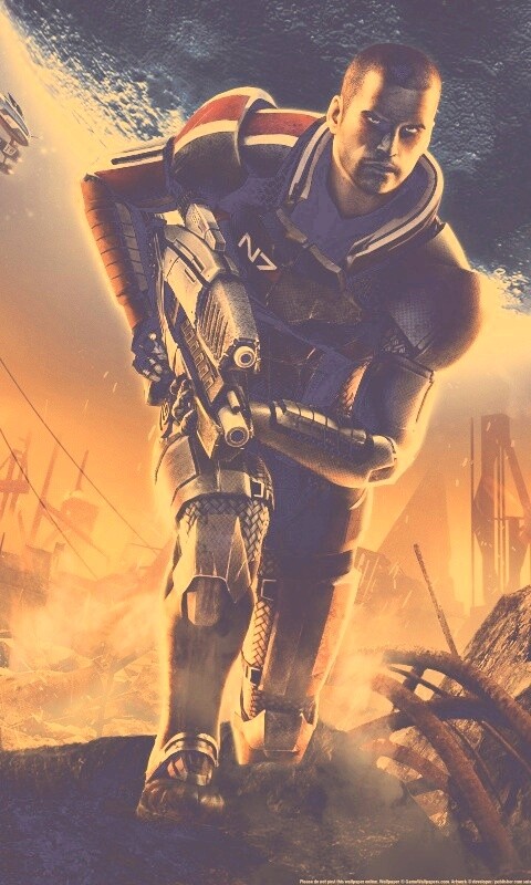 Капитан Шепард на руинах обои