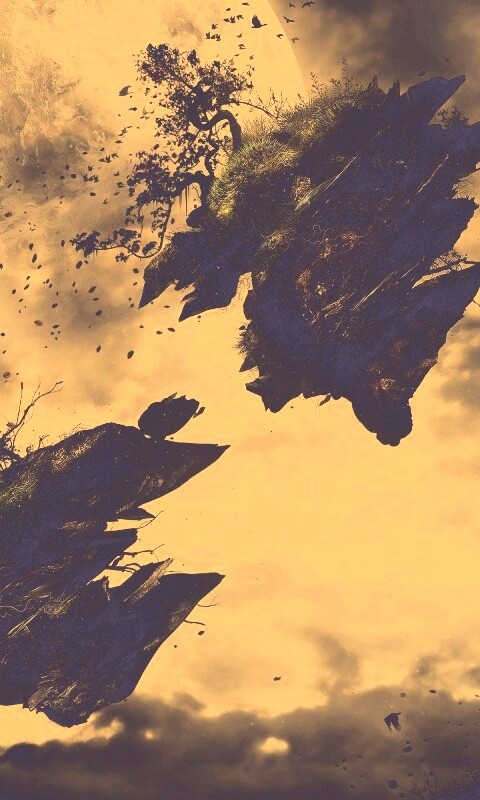 Летящие куски земли обои