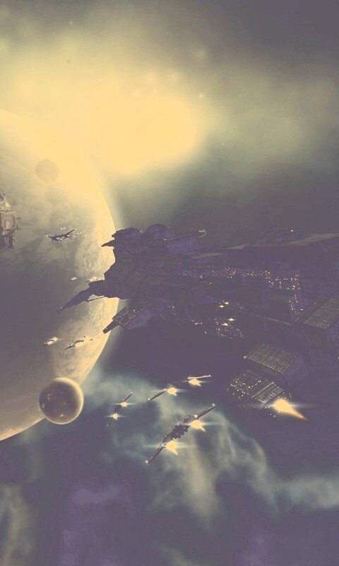 Космический флот атакует планету обои