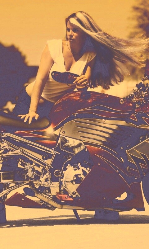 Девушка и байк обои