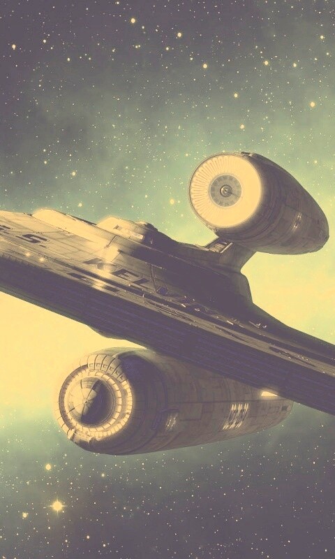 Космический корабль с двумя двигателями обои