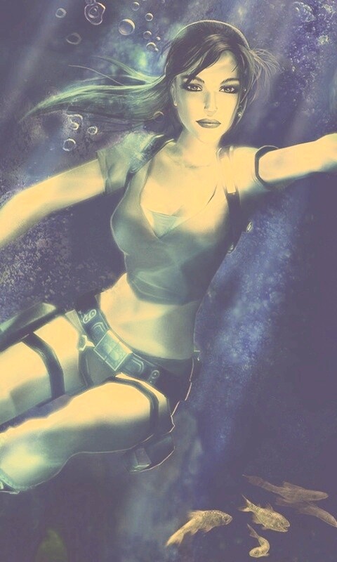 Лара под водой обои