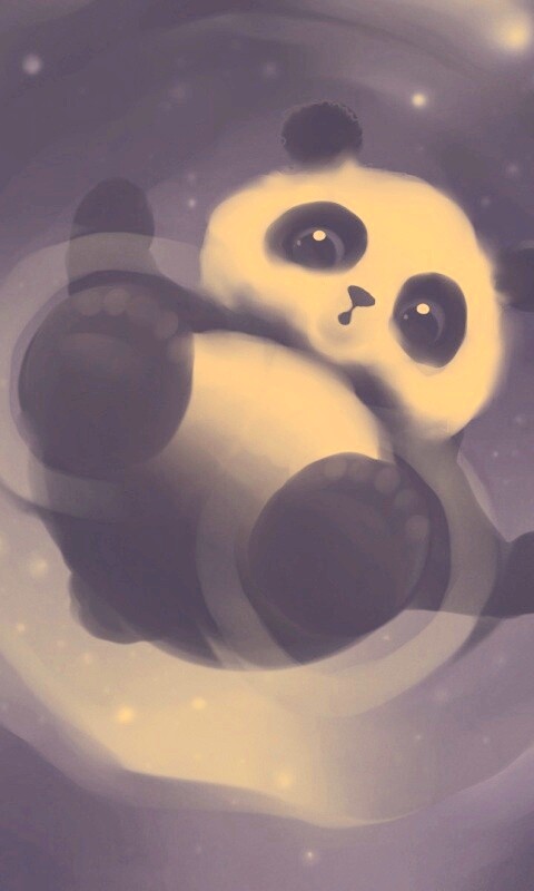Маленькая панда и лужа обои